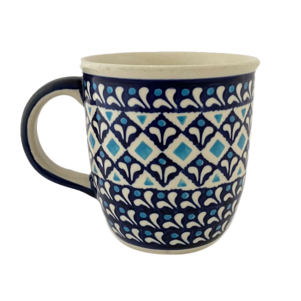 BOLESLAWIEC Blue Diamond Polish mug Hand made in Poland Good Condition